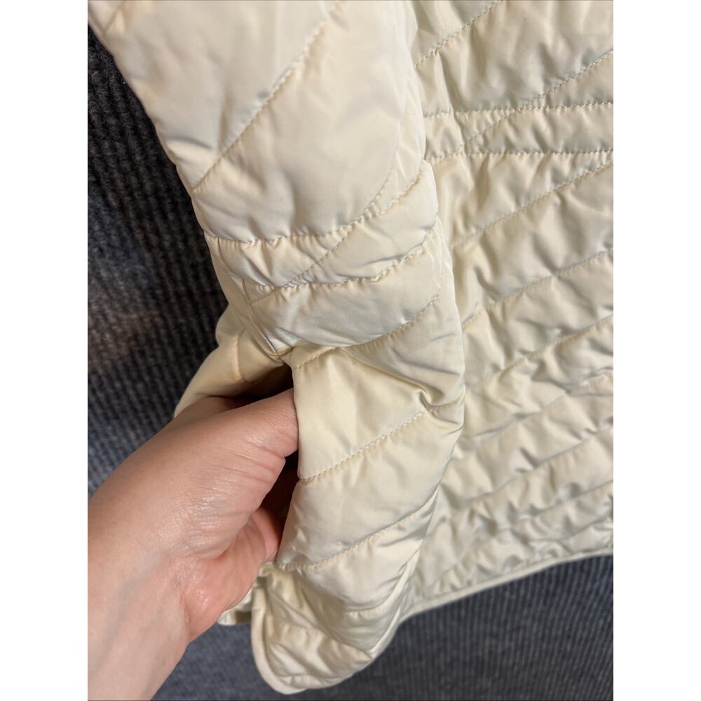 Isaac Mizrahi Live Womens Vest Large Cream Quilted Snap Front Pockets Preppy - Picture 5 of 11